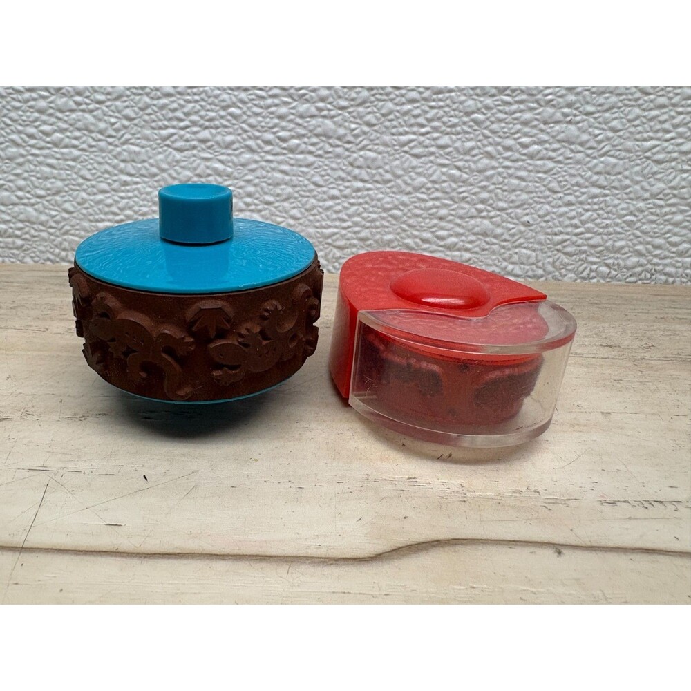 Set Of 2 Wheels Rubber Stamps Gecko & Floral